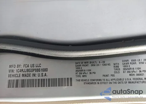 2023 Jeep Grand Cherokee L Limited 4X2 из США, поврежденный, VIN 1C4RJJBG0P8861680